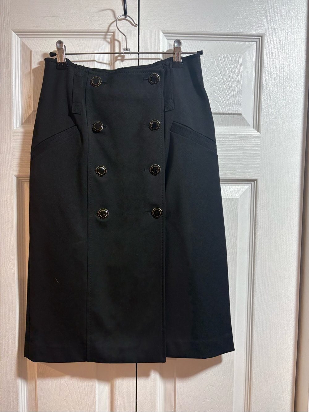 Ann Taylor Black Double-Breasted Midi Pencil Skirt Office Chic career wear - Picture 2 of 4